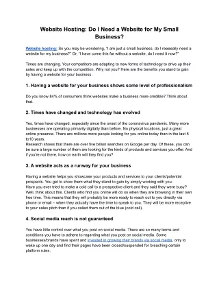 website hosting do i need a website for my small