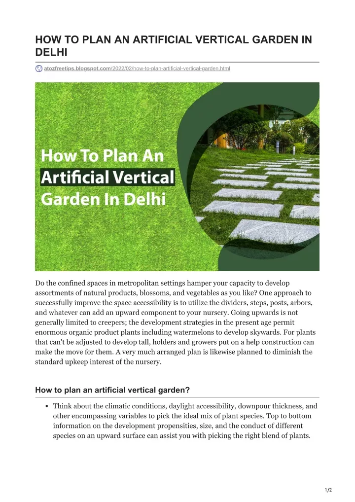 how to plan an artificial vertical garden in delhi