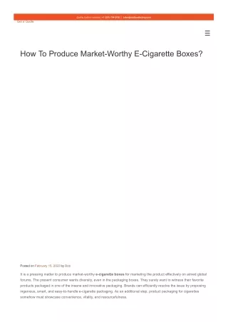 How To Produce Market-Worthy E-Cigarette Boxes