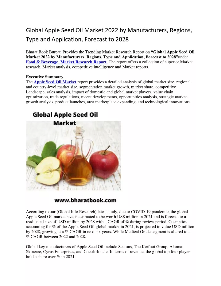 global apple seed oil market 2022