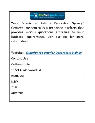 Experienced Interior Decorators Sydney  Getfreequote.com.au
