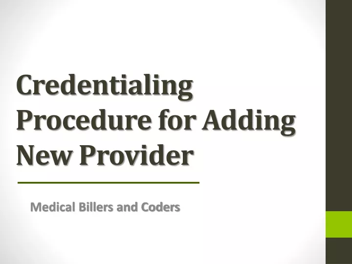 credentialing procedure for adding new provider