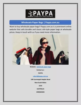 Wholesale Paper Bags  Paypa.com