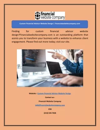 Custom Financial Advisor Website Design Financialwebsitecompany