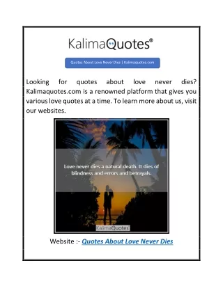 Quotes About Love Never Dies  Kalimaquotes.com