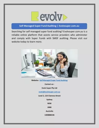 self managed super fund auditing evolvsuper com au