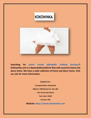 Online Trendy Affordable Clothing Boutique | Kokowinka.com