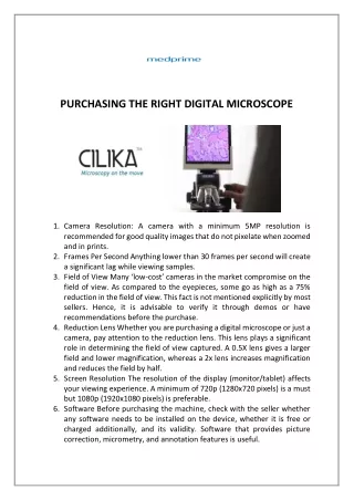 PURCHASING THE RIGHT DIGITAL MICROSCOPE
