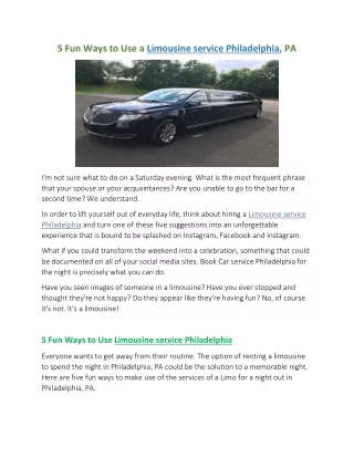 5 Fun Ways to Use a Limo in Philadelphia