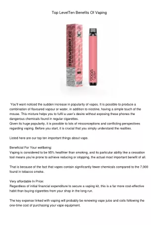 top levelten benefits of vaping