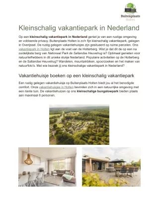 Kleinschalig vakantiepark in Nederland
