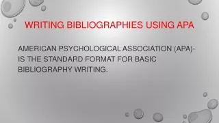 writing bibliographies using apa