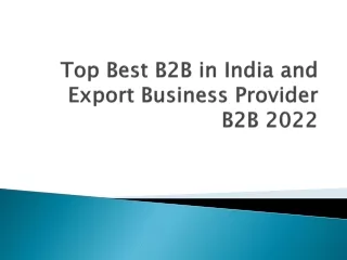 Top Best B2B in India and Export Business