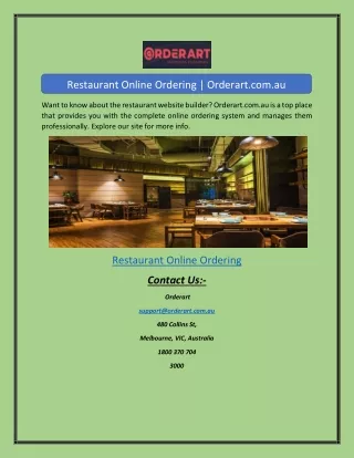 restaurant online ordering orderart com au