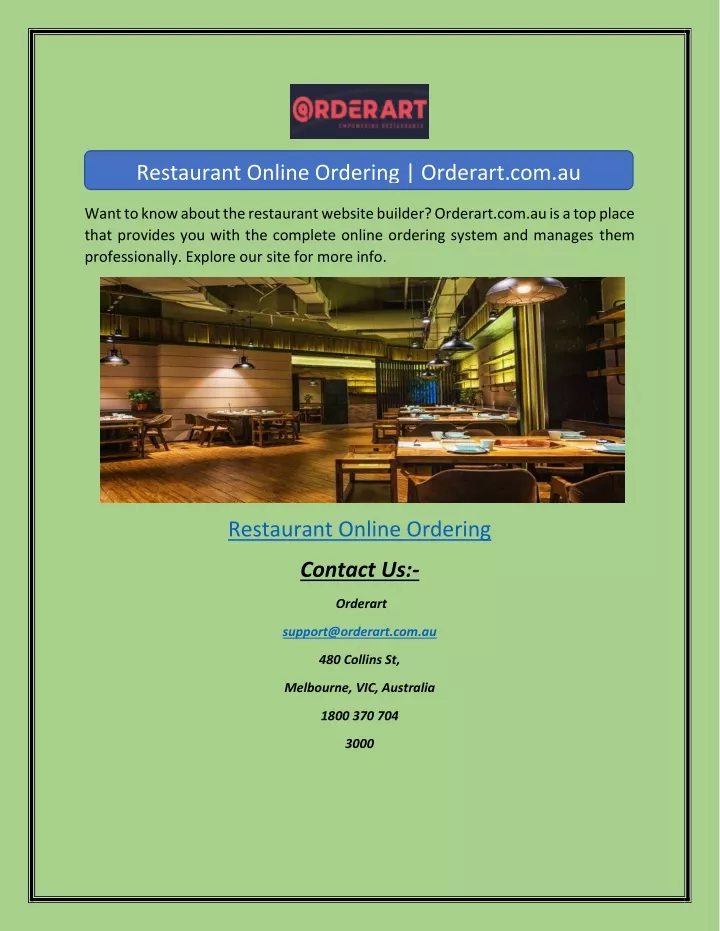 restaurant online ordering orderart com au