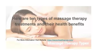 Ten Type of Massage Tharepy and their health benefits