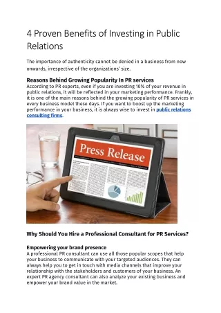 4 proven benefits of investing in public relations