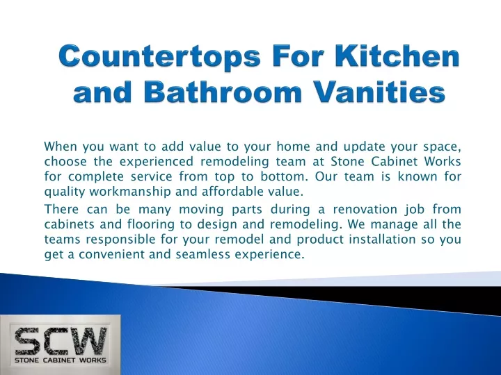 countertops for kitchen and bathroom vanities