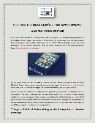 Getting the Best Service for Apple iPhone and MacBook Repair