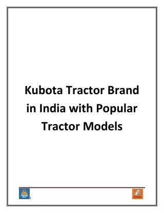 Kubota Tractor Brand in India with Popular Tractor Models