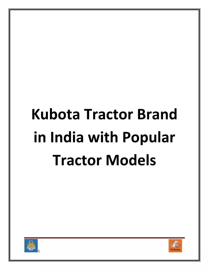 kubota tractor brand in india with popular