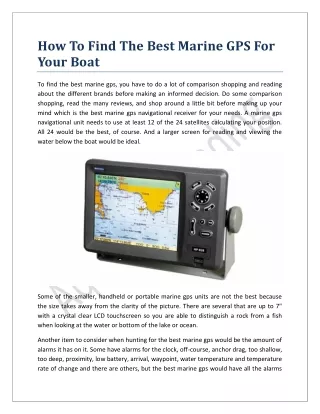 How To Find The Best Marine GPS For Your Boat