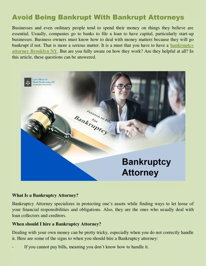 avoid being bankrupt with bankrupt attorneys