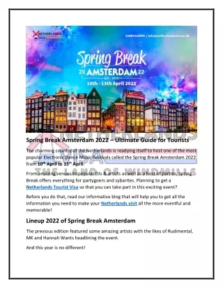 Spring Break Amsterdam 2022 – Definitive Guide for Tourists