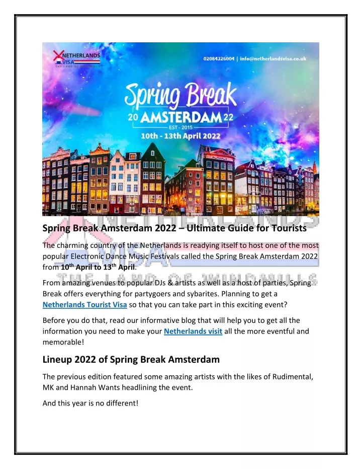 spring break amsterdam 2022 ultimate guide