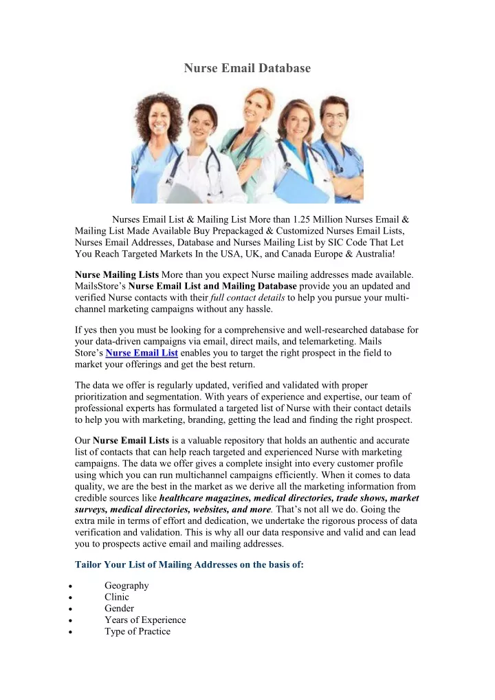 nurse email database