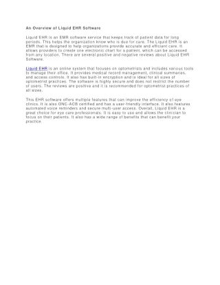an overview of liquid ehr software