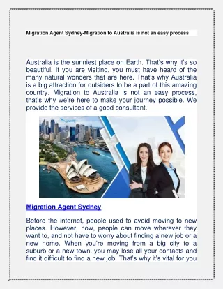 Migration Agent Sydney -Migration to Australia is not an easy process