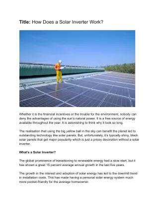 title how does a solar inverter work