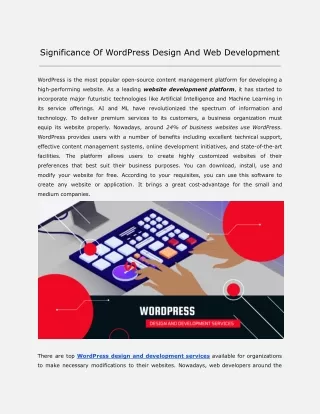 Significance Of WordPress Design And Web Development