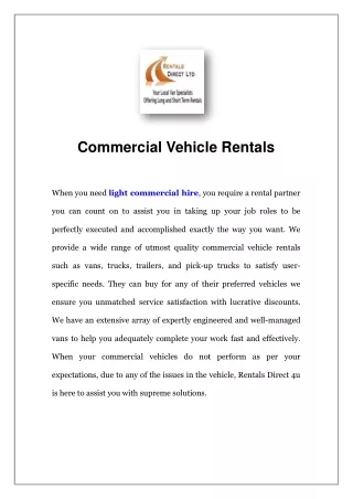 commercial vehicle rentals
