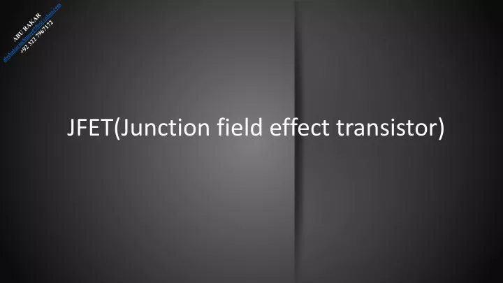 jfet junction field effect transistor