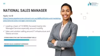 We’re hiring for a National Sales Manager role, Call us today on @ 03 8560 3750