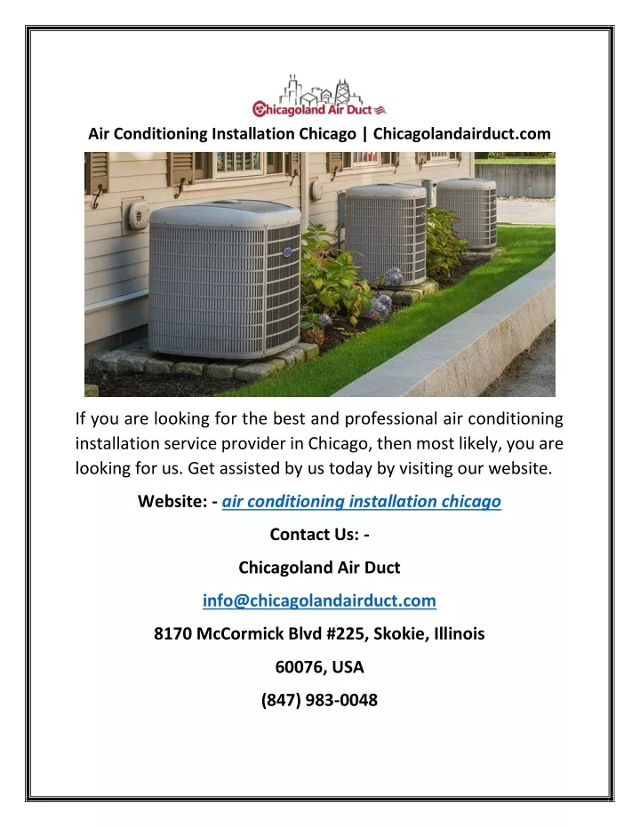 air conditioning installation chicago