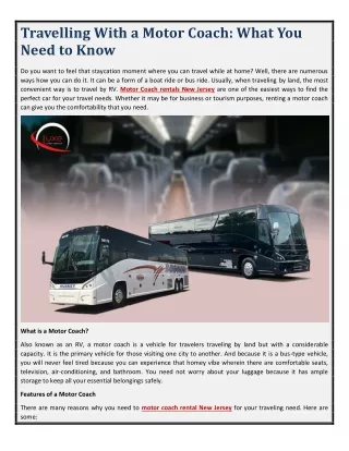 Travelling With a Motor Coach - What You Need to Know