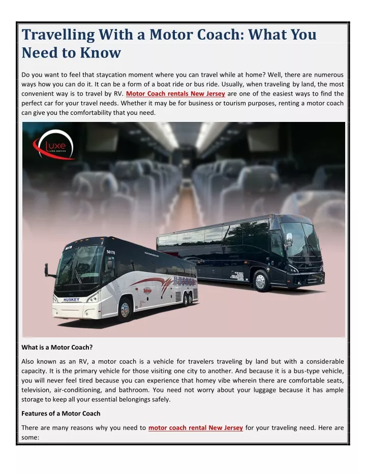 travelling with a motor coach what you need