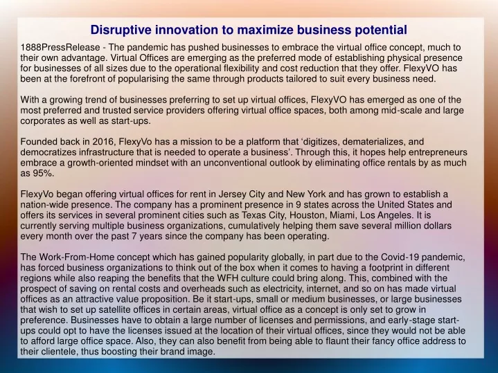 disruptive innovation to maximize business potential