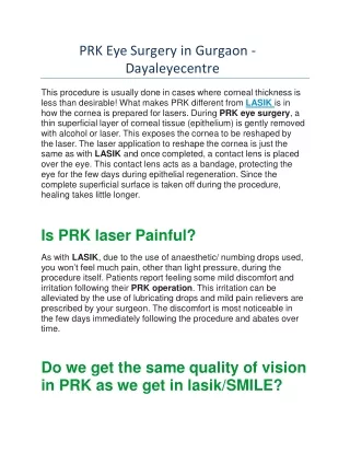 PRK Eye Surgery in Gurgaon - Dayaleyecentre