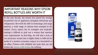 Why Epson Refill Bottles are Worth It