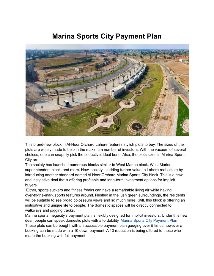 marina sports city payment plan
