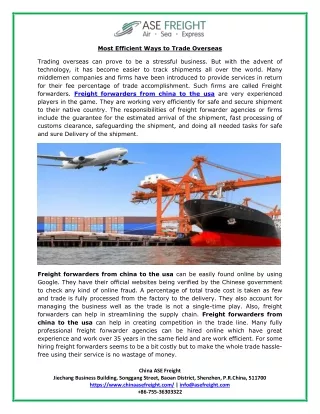 most efficient ways to trade overseas