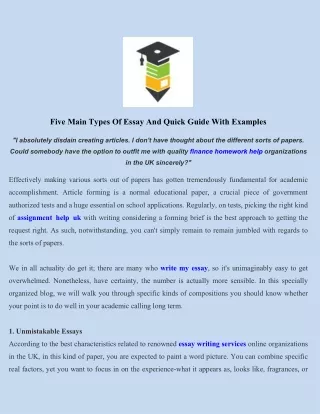 five main types of essay and quick guide with