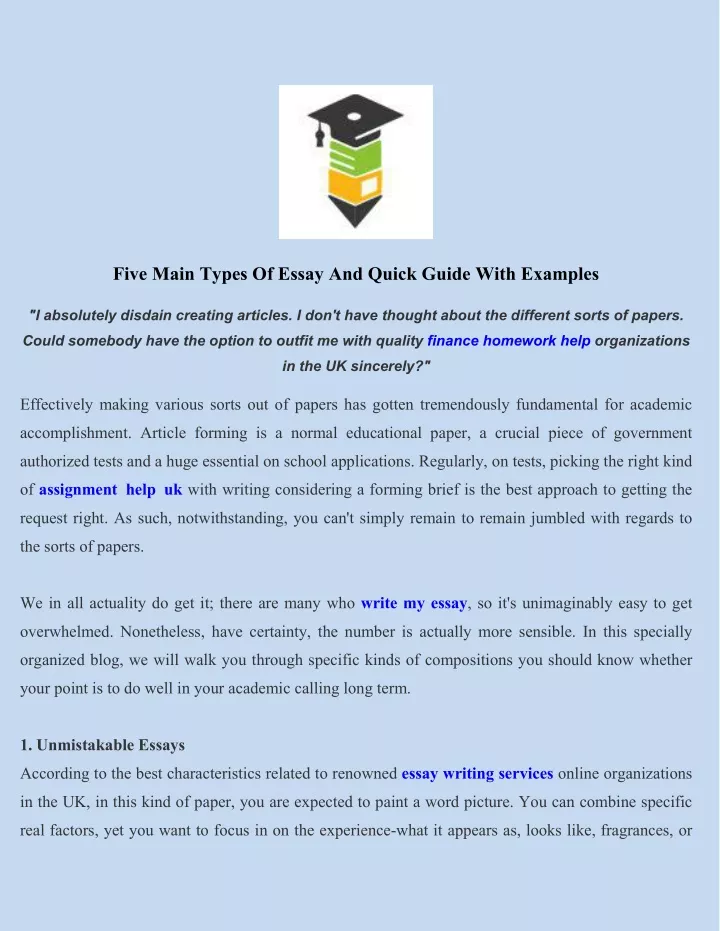 five main types of essay and quick guide with