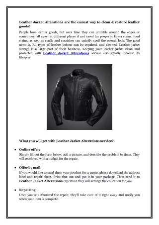 Leather Jacket Alterations are the easiest way to clean & restore leather goods!