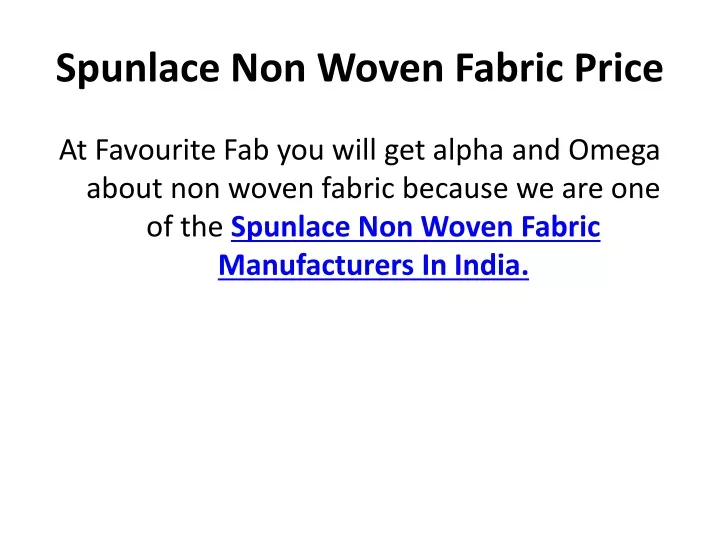spunlace non woven fabric price