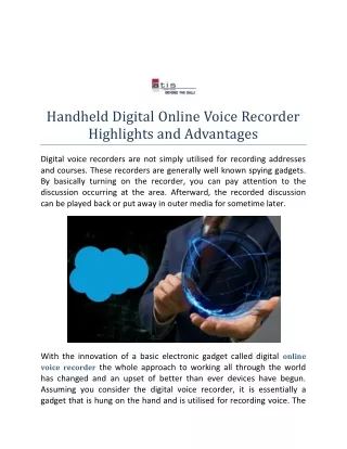 Handheld Digital Online Voice Recorder Highlights and Advantages